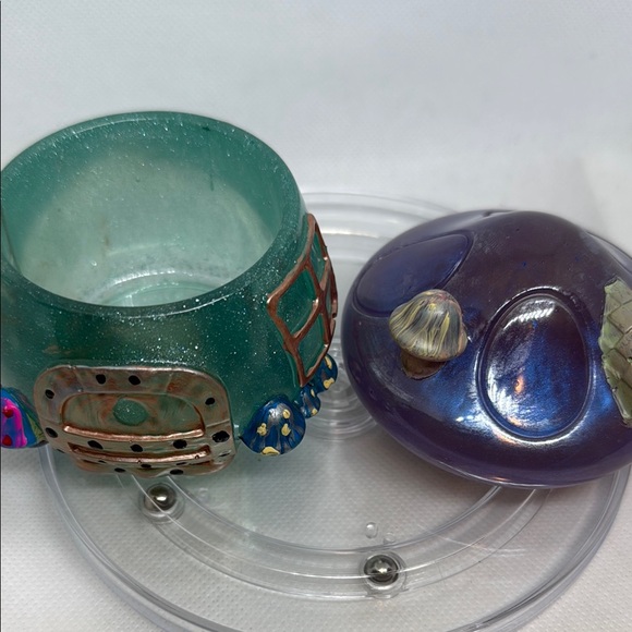 Whimsical Resin Purple and Green Mushroom House “jar”Accent - Picture 3 of 8